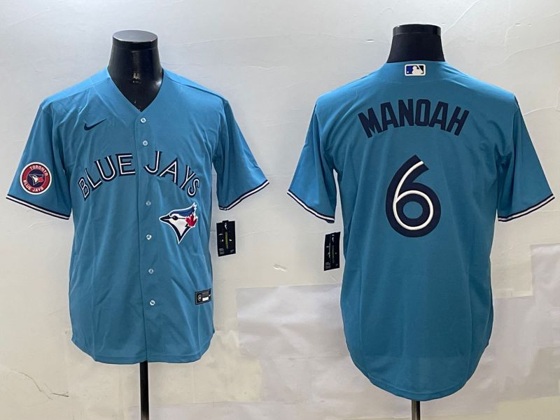 Men Toronto Blue Jays #6 Manoah Light Blue White Game 2025 Nike MLB Jersey style 2